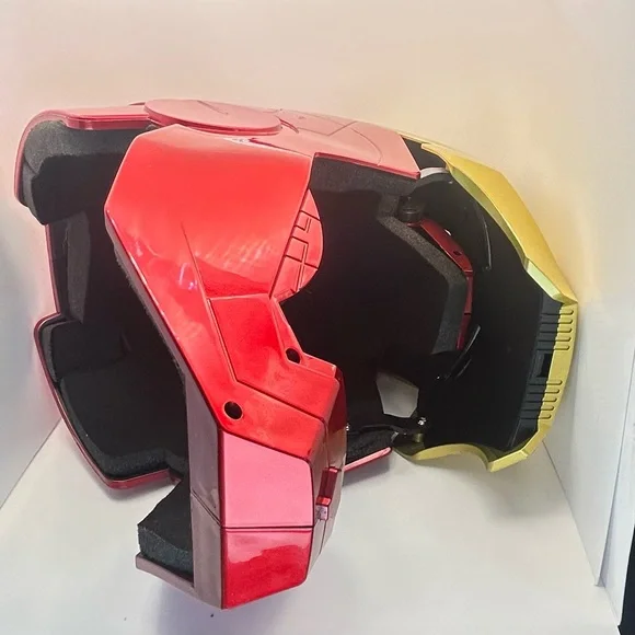 Marvel Ironman Helmet LED Light Up Eyes Foam Liner Push Button Opening Front - Picture 7 of 16